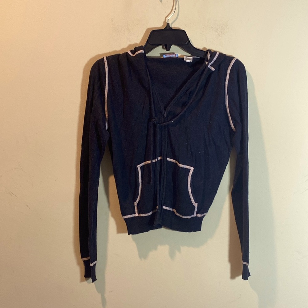 Vintage Acrobat Black Silk and Cashmere Hooded Sweater